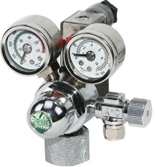 Ista Vertical Twin Gauge Faceup Co2 Cylinder Solenoid Regulator